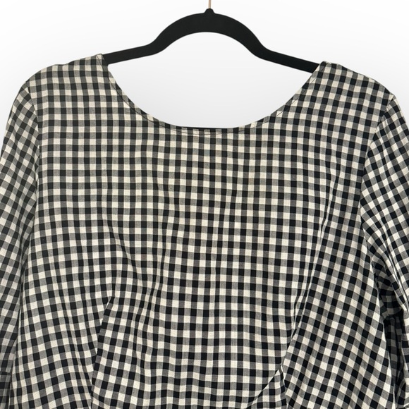 (SOLD) NANETTE LEPORE Gingham Bell-Sleeve Top, Large, Black/White - Picture 7 of 13